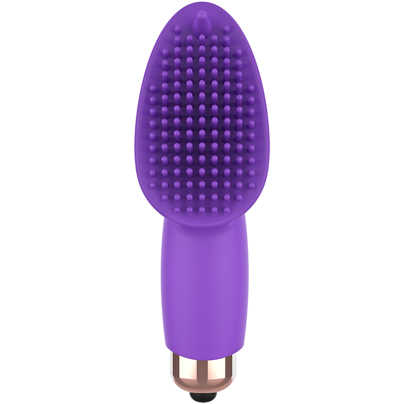 Close-up do WOMANVIBE Dedo Estimulador de Silicone Aisha Compacto e Potente, mostrando seu design ergonómico e material de silicone.
