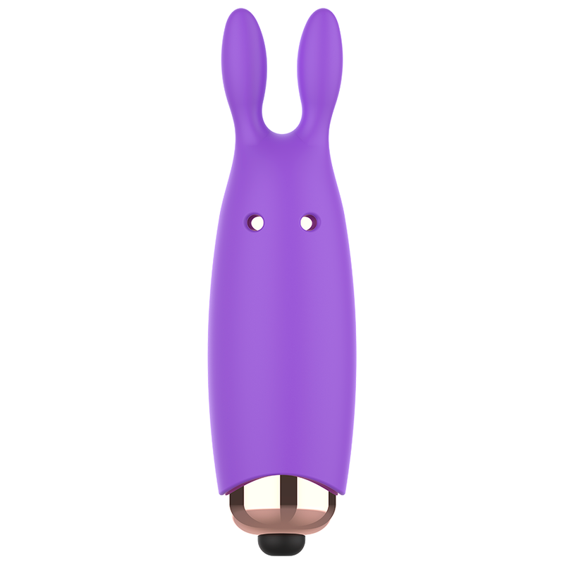 Close-up do WOMANVIBE Vibrador Bugsy, um estimulador clitoriano de silicone em formato de coelho.