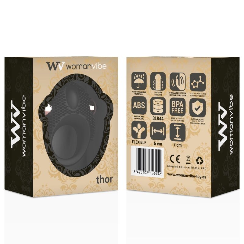 Close-up of the WOMANVIBE Anel Vibrador de Silicone Thor, highlighting its ergonomic design and smooth texture.