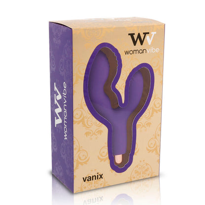 WOMANVIBE Vanix Vibrador Estimulador de Silicone, mostrando seu design compacto e superfície lisa.