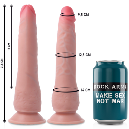 ROCKARMY Arnês com Dildo Realista Dupla Densidade, mostrando o dildo e o arnês de couro PU.
