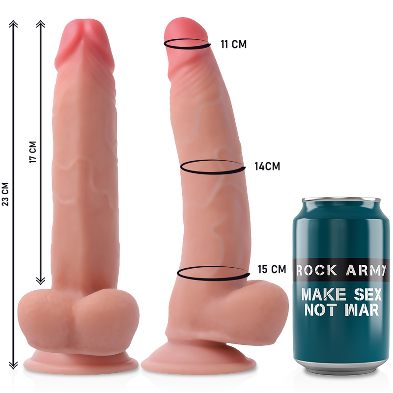 Imagem do arnês e dildo realista Rockarmy Leopardo Dupla Densidade 23 cm.