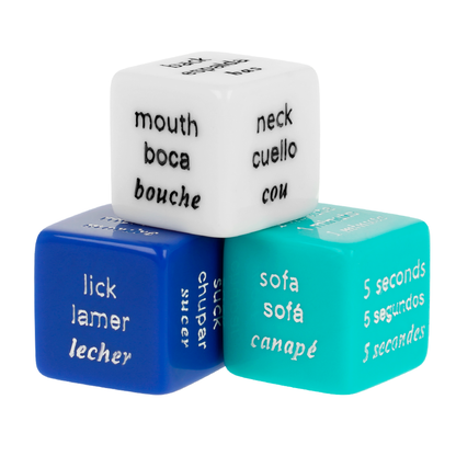 WATERFEEL Jogo de Dados Eróticos para casais, em saco de cetim com dados de ação, localização e tempo.
