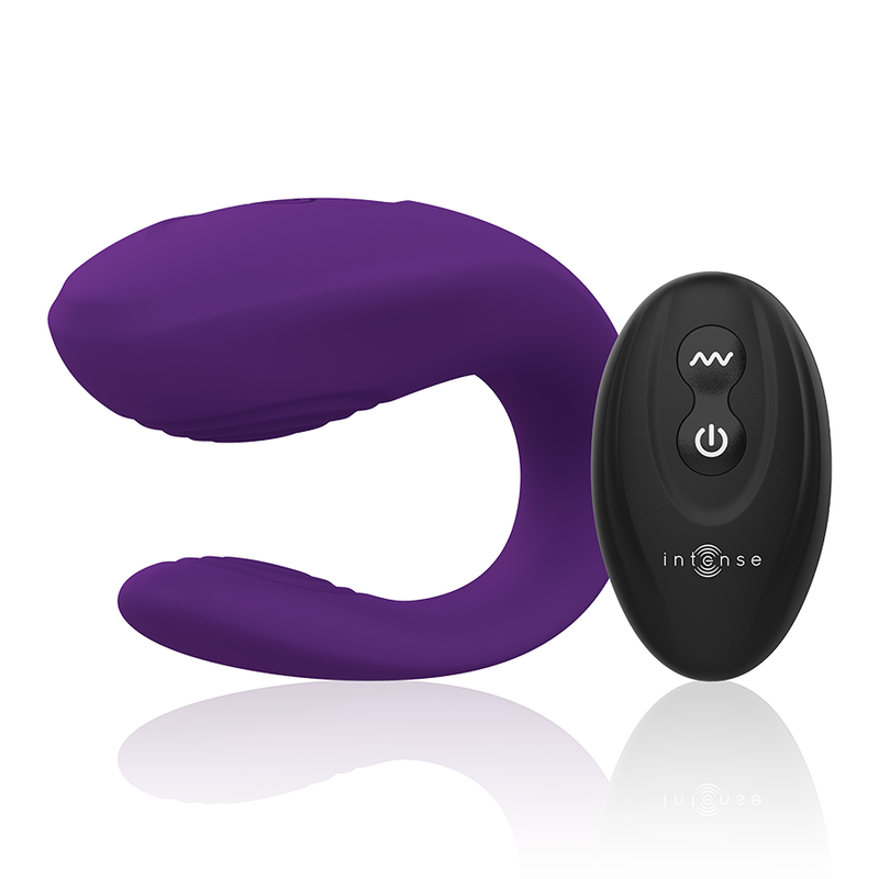 Close-up do Vibrador INTENSE Bruno para Casais, destacando o design ergonômico e a textura de silicone.