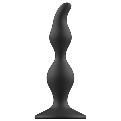 Close-up do Plug Anal ADDICTED TOYS de silicone preto 12cm, mostrando o seu design cónico e base segura.