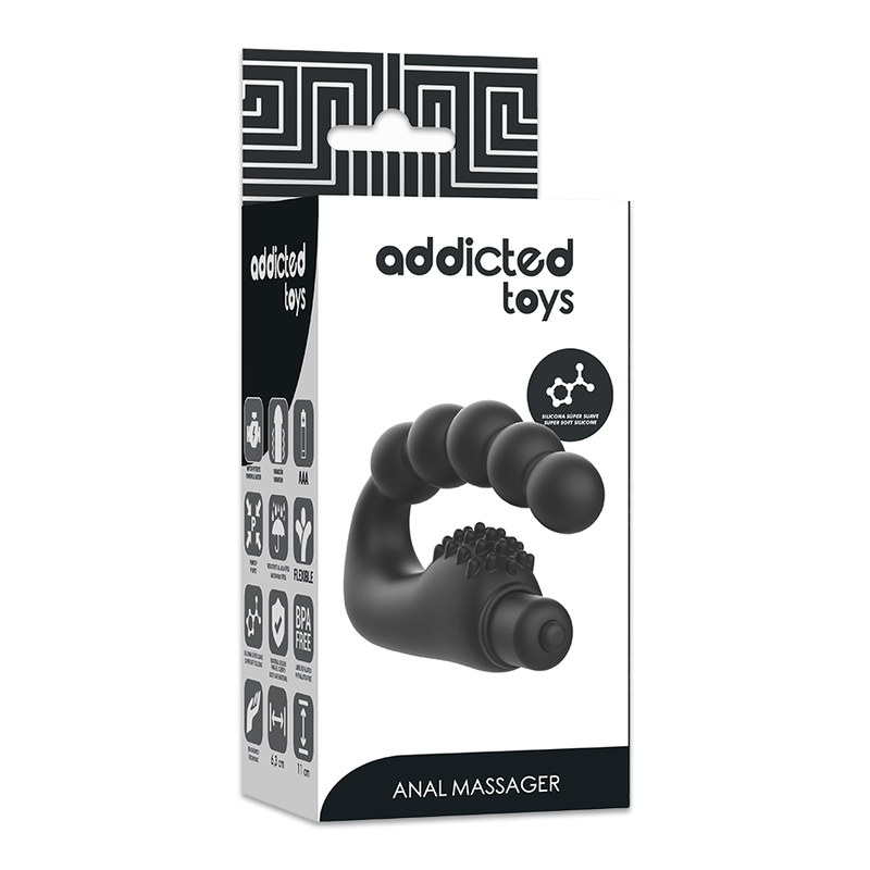 Close-up of the ADDICTED TOYS Estimulador de Próstata Vibratório em Silicone Flexível, showcasing its ergonomic design and smooth texture.