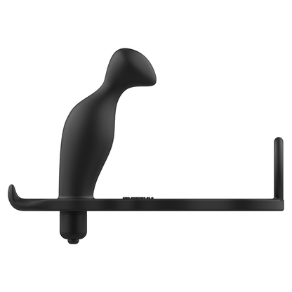 Plug anal vibrador ADDICTED TOYS com anel peniano de silicone preto 12 cm