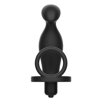 Plug anal vibrador ADDICTED TOYS com anel peniano de silicone preto 12 cm