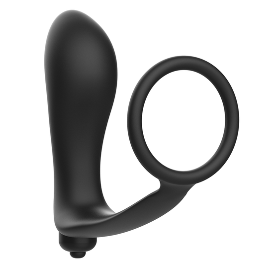 Close-up do Plug Anal Vibratório ADDICTED TOYS com Anel Peniano, detalhando textura e design em silicone.
