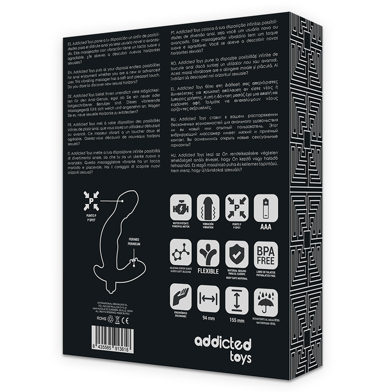 Close-up do Vibrador Anal ADDICTED TOYS de Silicone Realista com Estimulação de Próstata e P-Spot.