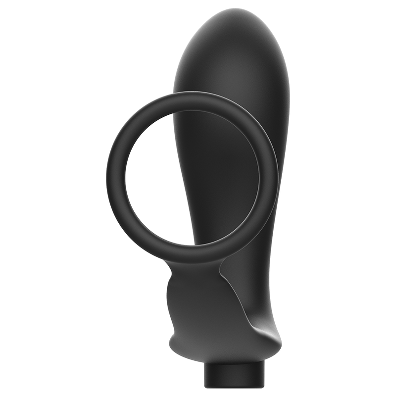 ADDICTED TOYS Anel Peniano e Plug Anal Vibratório Recarregável com Controle Remoto em close-up, mostrando detalhes e textura.