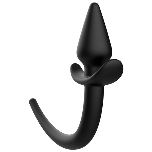 Close-up do Plug Anal ADDICTED TOYS Cauda de Cachorro em silicone, destacando a textura macia e o design ergonómico.